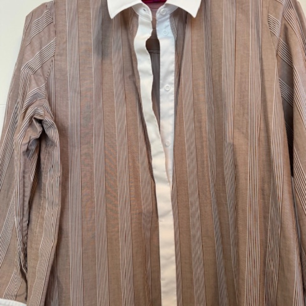 MISLOOK MAXI SHIRT DRESS - Brown/White - Size L